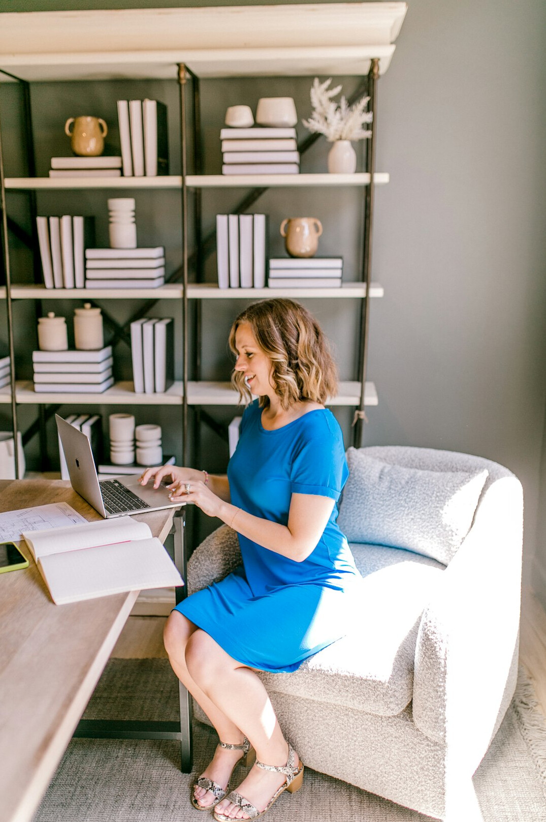 happy person in organized home