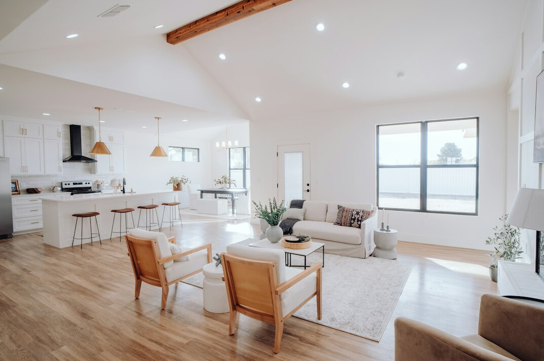 relaxed family in clean home
