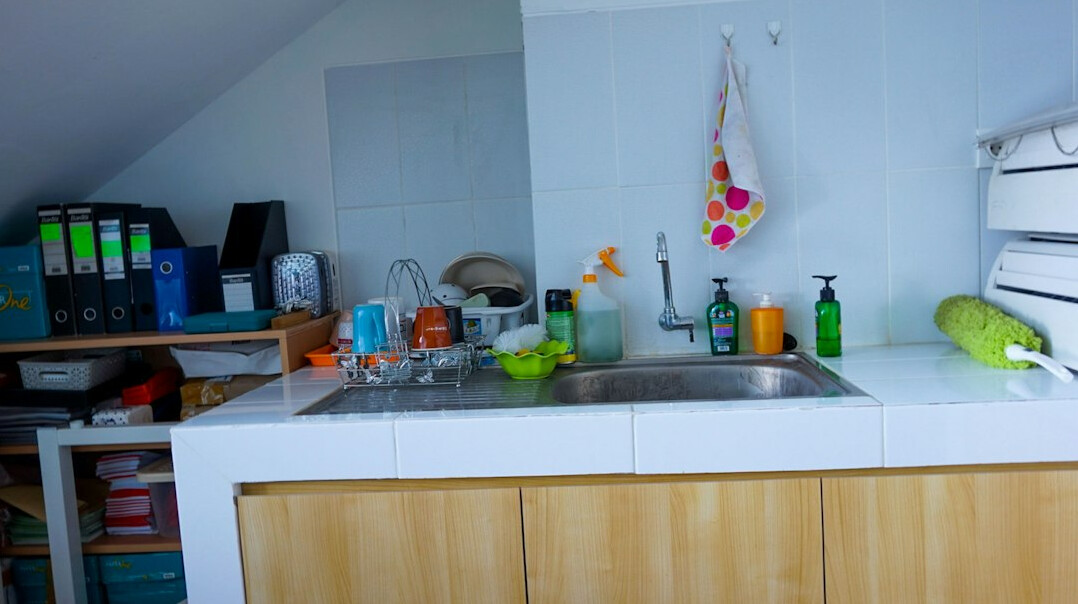 tidy kitchen and bathroom
